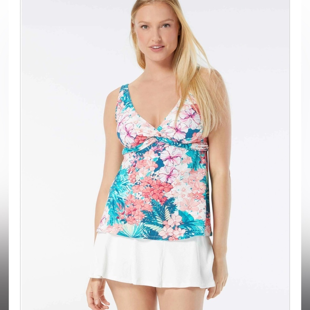 Beach House Swim Willow Twist Front Underwire Tankini Top Island‎ Floral Size 10